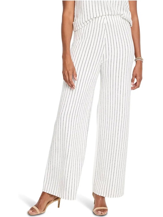 NIC+ZOE Pants - NWT [NIC+ZOE] Destination Pinstripe Wide-leg White Casual Pants Womens L or XL